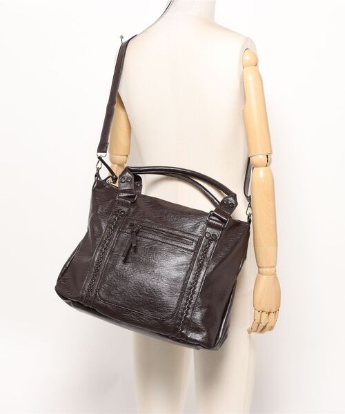 florist（フローリスト）の「【A4収納可・2WAY】アミアゲデザイントートバッグ/ショルダーバッグ/ビジネスバッグ（トートバッグ・レディース・ブラック/モカ/キャメル・FREE）」の16枚目の写真