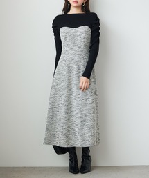 配色切り替えリブロングワンピース