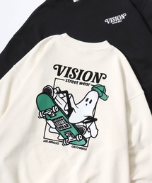 VISION STREET WEAR | VISION STREET WEAR/ヴィジョンストリートウェア オーバーサイズ 裏毛 ゴースト袖プリント クマバックプリント ロゴ ワンポイント刺繍 スウェット トレーナー/レディース メンズ(スウェット)