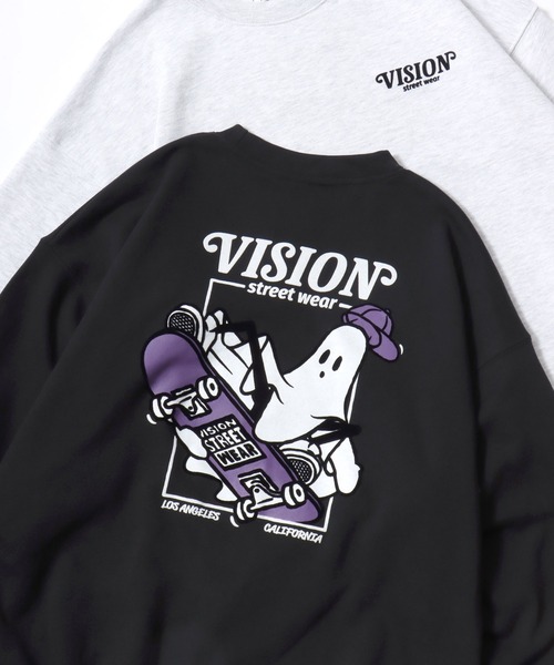 VISION STREET WEAR（ヴィジョンストリートウェア）の「VISION STREET WEAR/ヴィジョンストリートウェア オーバーサイズ 裏毛 ゴースト袖プリント クマバックプリント ロゴ ワンポイント刺繍 スウェット トレーナー/レディース メンズ（スウェット・メンズ・オフホワイト/チャコールグレー/アッシュグレー/ワイン/グレー系その他/ブラック/ホワイト系その他/グレー系その他2/ブラック系その他・LL/M/L）」の5枚目の写真