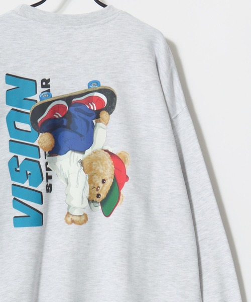 VISION STREET WEAR（ヴィジョンストリートウェア）の「VISION STREET WEAR/ヴィジョンストリートウェア オーバーサイズ 裏毛 ゴースト袖プリント クマバックプリント ロゴ ワンポイント刺繍 スウェット トレーナー/レディース メンズ（スウェット・メンズ・オフホワイト/チャコールグレー/アッシュグレー/ワイン/グレー系その他/ブラック/ホワイト系その他/グレー系その他2/ブラック系その他・LL/M/L）」の11枚目の写真