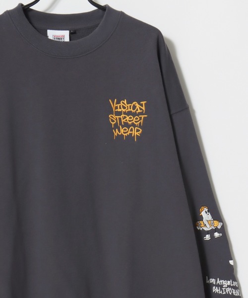 VISION STREET WEAR（ヴィジョンストリートウェア）の「VISION STREET WEAR/ヴィジョンストリートウェア オーバーサイズ 裏毛 ゴースト袖プリント クマバックプリント ロゴ ワンポイント刺繍 スウェット トレーナー/レディース メンズ（スウェット・メンズ・オフホワイト/チャコールグレー/アッシュグレー/ワイン/グレー系その他/ブラック/ホワイト系その他/グレー系その他2/ブラック系その他・LL/M/L）」の14枚目の写真