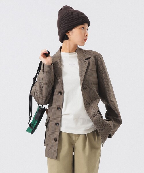 BEAMS BOY（ビームスボーイ）の「【1/15再値下げ】チェック シューティング ジャケット（テーラードジャケット・レディース・グレー/ブラウン・0/1）」の2枚目の写真