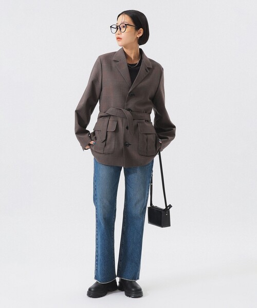 BEAMS BOY（ビームスボーイ）の「【1/15再値下げ】チェック シューティング ジャケット（テーラードジャケット・レディース・グレー/ブラウン・0/1）」の6枚目の写真