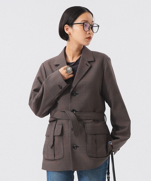 BEAMS BOY（ビームスボーイ）の「【1/15再値下げ】チェック シューティング ジャケット（テーラードジャケット・レディース・グレー/ブラウン・0/1）」の7枚目の写真