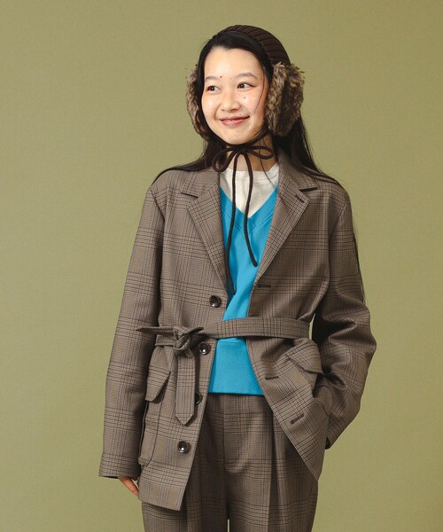 完売BEAMS BOY テーラードジャケット 　チェック ビッグ ジャケット美品 セール】チェック シューティング ジャケット（テーラードジャケット