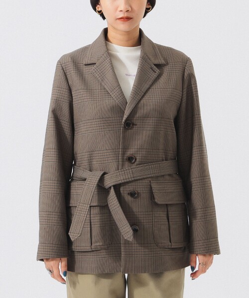 完売BEAMS BOY テーラードジャケット 　チェック ビッグ ジャケット美品 セール】チェック シューティング ジャケット（テーラードジャケット