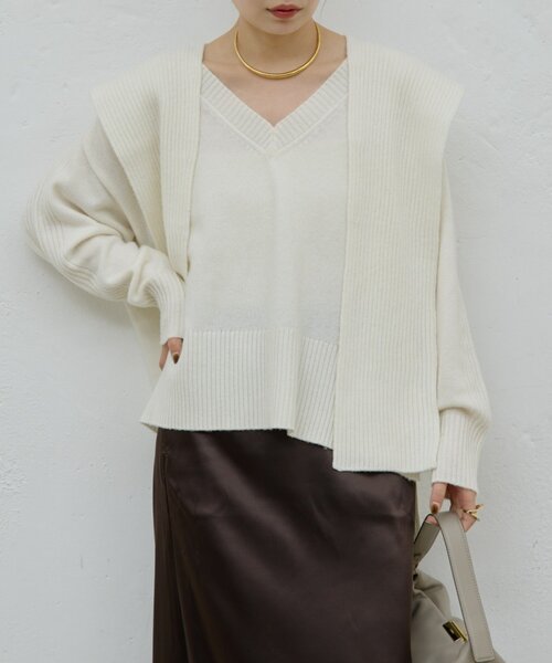 GALLARDAGALANTE（ガリャルダガランテ）の「【脱マンネリニット】【MANAKAコラボ】フードセットニット（ニット/セーター・レディース・チャコールグレー/イエロー/オフホワイト/ブラック/ブルー/ベージュ・FREE）」の14枚目の写真