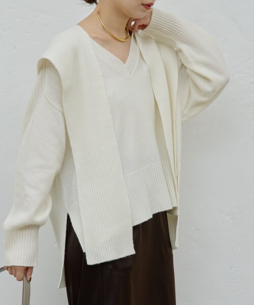 GALLARDAGALANTE（ガリャルダガランテ）の「【脱マンネリニット】【MANAKAコラボ】フードセットニット（ニット/セーター・レディース・チャコールグレー/イエロー/オフホワイト/ブラック/ブルー/ベージュ・FREE）」の15枚目の写真