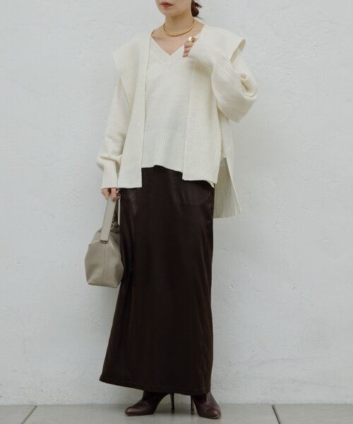 GALLARDAGALANTE（ガリャルダガランテ）の「【脱マンネリニット】【MANAKAコラボ】フードセットニット（ニット/セーター・レディース・チャコールグレー/イエロー/オフホワイト/ブラック/ブルー/ベージュ・FREE）」の17枚目の写真