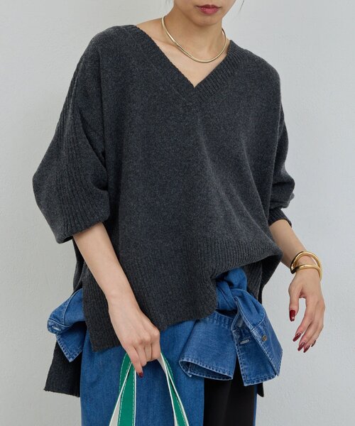 GALLARDAGALANTE（ガリャルダガランテ）の「【脱マンネリニット】【MANAKAコラボ】フードセットニット（ニット/セーター・レディース・チャコールグレー/イエロー/オフホワイト/ブラック/ブルー/ベージュ・FREE）」の4枚目の写真