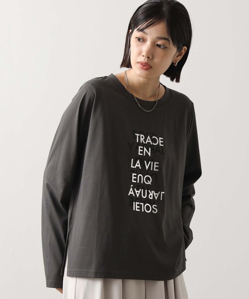 Gready Brilliant（グレディブリリアン）の「重ね箔ロゴT（Tシャツ/カットソー・レディース・チャコールグレー/オフホワイト・38）」の6枚目の写真