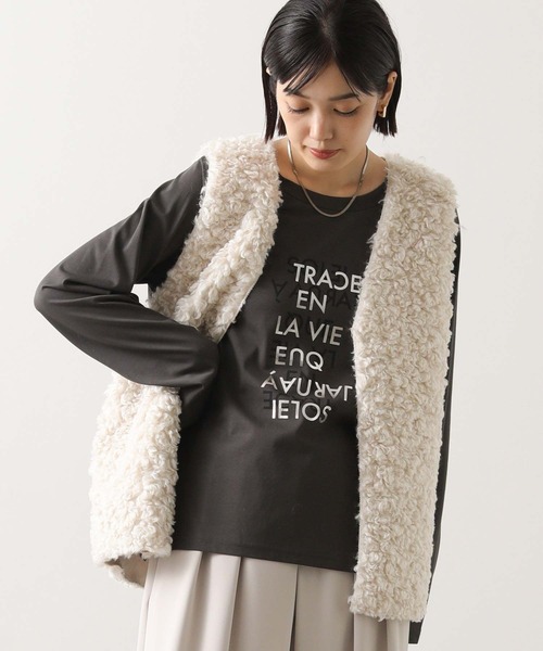 Gready Brilliant（グレディブリリアン）の「重ね箔ロゴT（Tシャツ/カットソー・レディース・チャコールグレー/オフホワイト・38）」の7枚目の写真