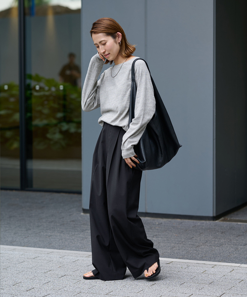 FRAMeWORK（フレームワーク）の「≪追加≫ウォッシャブルTWタックワイドパンツ2（スラックス・レディース・ブラック/グレー・34/36/38/40）」の9枚目の写真