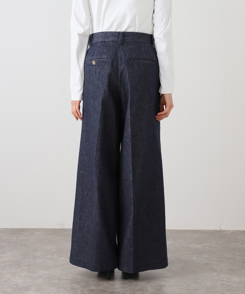 ステディーデニムワイドレッグスラックス（デニムパンツ）｜IENA