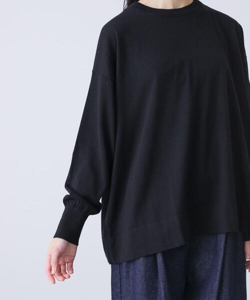 かぐれ（カグレ）の「ウールハイゲージクルーネック（ニット/セーター・レディース・ブラック/チャコールグレー・FREE）」の3枚目の写真