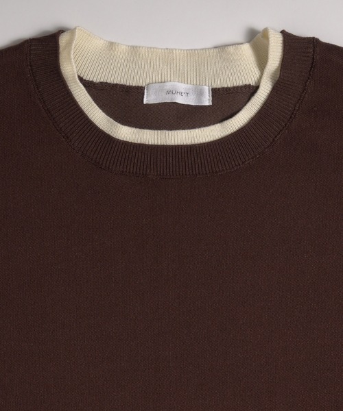 MUHET(ミュエータ)の「layered-look knit pullover / スウェットライクレイヤード風ニット(ニット/セーター・レディース・レッド/ブラウン/ネイビー・FREE)」の8枚目の写真
