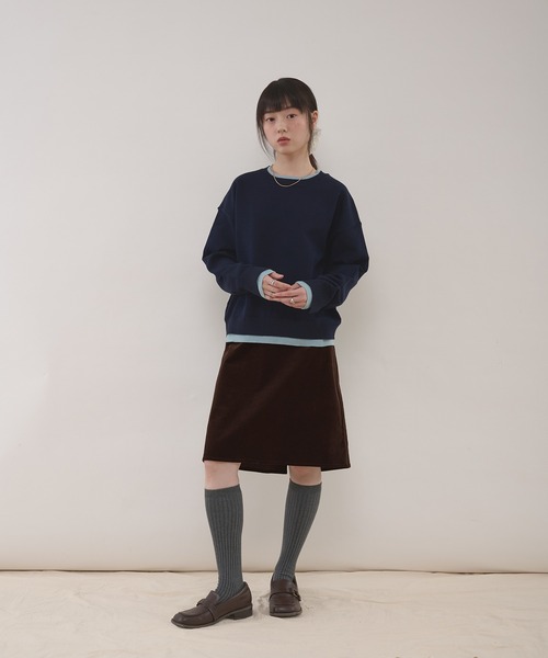 MUHET(ミュエータ)の「layered-look knit pullover / スウェットライクレイヤード風ニット(ニット/セーター・レディース・レッド/ブラウン/ネイビー・FREE)」の19枚目の写真