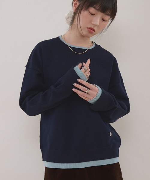 MUHET(ミュエータ)の「layered-look knit pullover / スウェットライクレイヤード風ニット(ニット/セーター・レディース・レッド/ブラウン/ネイビー・FREE)」の15枚目の写真
