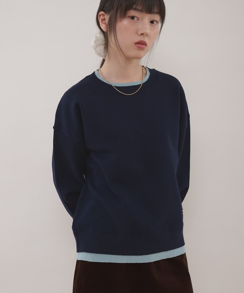MUHET(ミュエータ)の「layered-look knit pullover / スウェットライクレイヤード風ニット(ニット/セーター・レディース・レッド/ブラウン/ネイビー・FREE)」の16枚目の写真