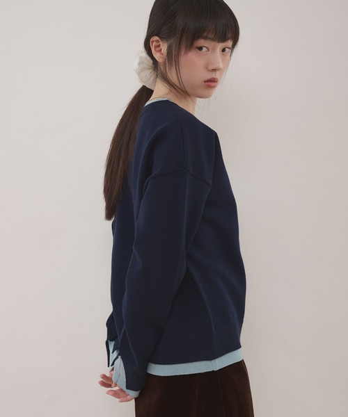 MUHET(ミュエータ)の「layered-look knit pullover / スウェットライクレイヤード風ニット(ニット/セーター・レディース・レッド/ブラウン/ネイビー・FREE)」の18枚目の写真