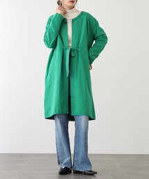 【オシャレ⭐RYOJI OBATA】コットンロングカーディガン　緑　チェック セール】 ハイゲージニットロングカーディガン （カーディガン