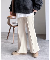 コーデュロイ裏フリースフレアパンツ