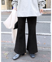 コーデュロイ裏フリースフレアパンツ