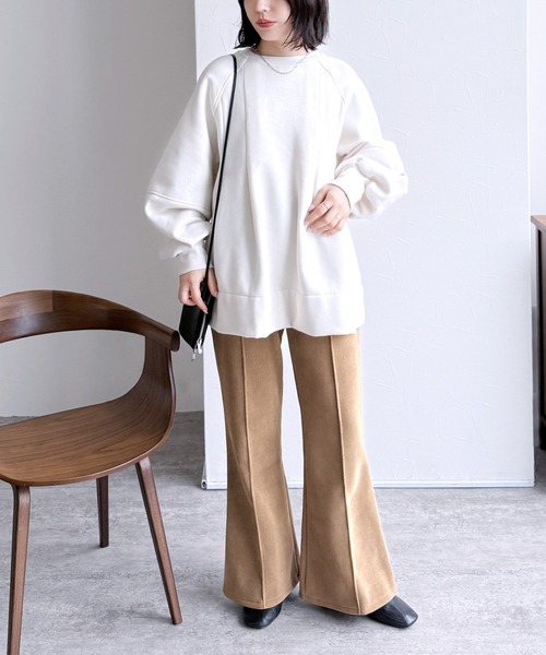 reca（レカ）の「コーデュロイ裏フリースフレアパンツ（その他パンツ・レディース・アイボリー/ブラック/ブラウン/モカ・M）」の19枚目の写真