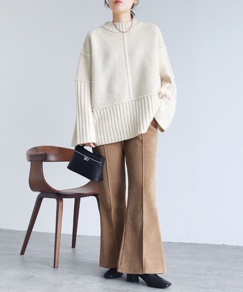 reca（レカ）の「コーデュロイ裏フリースフレアパンツ（その他パンツ・レディース・アイボリー/ブラック/ブラウン/モカ・M）」の22枚目の写真