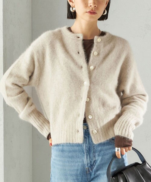 セール】〈手洗い可能〉フォックス クルーネック ニット カーディガン
