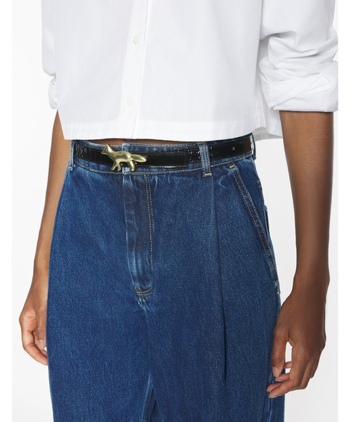 Maison Kitsune（メゾンキツネ）の「PROFILE FOX LEATHER BELT（ベルト・レディース・ワインレッド/ブラック・75/80/85）」の6枚目の写真