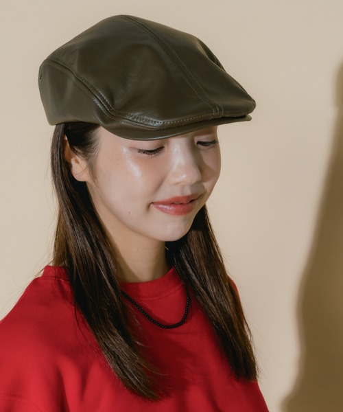 JEANASIS(ジーナシス)の「【フィー企画】レザーハンチング/599705(ハンチング/ベレー帽・レディース・ブラック/ブラウン・FREE)」の2枚目の写真