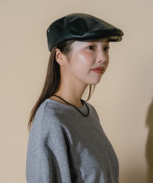 JEANASIS(ジーナシス)の「【フィー企画】レザーハンチング/599705(ハンチング/ベレー帽・レディース・ブラック/ブラウン・FREE)」の6枚目の写真
