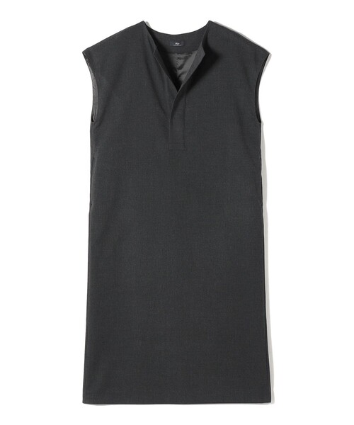 SHIPS(シップス)の「SHIPS Primary Navy Label:〈手洗い可能〉チェック / 無地 スキッパー ワンピース(ワンピース・レディース・ダークグレー/ブラック・ONE SIZE)」の2枚目の写真