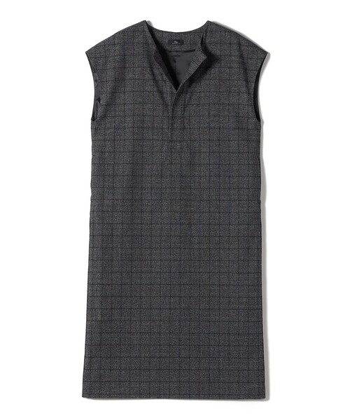 SHIPS(シップス)の「SHIPS Primary Navy Label:〈手洗い可能〉チェック / 無地 スキッパー ワンピース(ワンピース・レディース・ダークグレー/ブラック・ONE SIZE)」の1枚目の写真