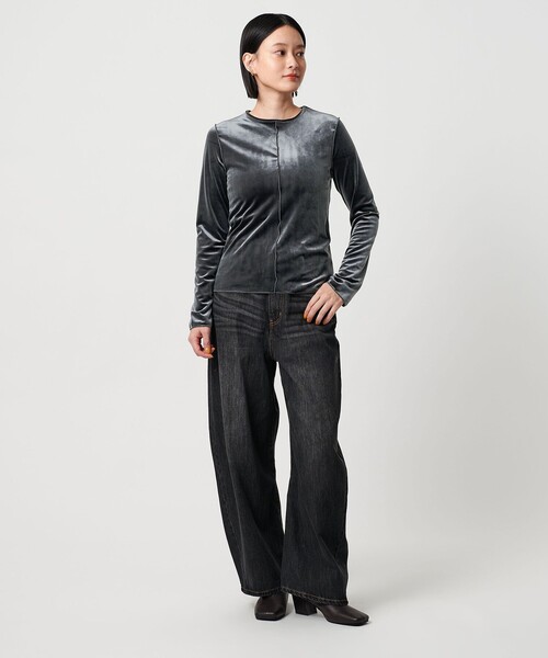 A DAY IN THE LIFE UNITED ARROWS(アデイインザライフユナイテッドアローズ)の「ベロア ロングスリーブカットソー <A DAY IN THE LIFE>(Tシャツ/カットソー・レディース・モカ/ネイビー/ダークグレー・FREE)」の5枚目の写真
