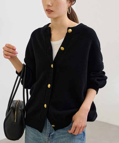 FRAMeWORK（フレームワーク）の「≪WEB限定追加≫メタルボタン2WAYカーディガン（カーディガン/ボレロ・レディース・ブラック/グレー・FREE）」の6枚目の写真