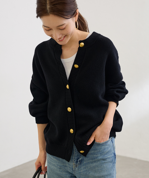 FRAMeWORK（フレームワーク）の「≪WEB限定追加≫メタルボタン2WAYカーディガン（カーディガン/ボレロ・レディース・ブラック/グレー・FREE）」の7枚目の写真