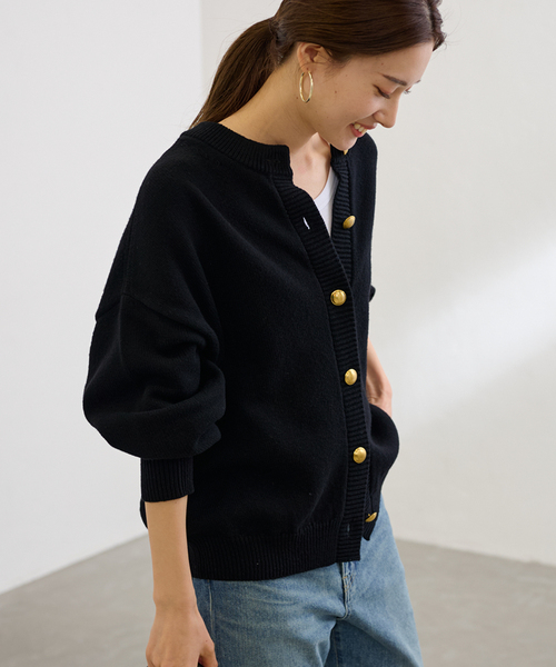 FRAMeWORK（フレームワーク）の「≪WEB限定追加≫メタルボタン2WAYカーディガン（カーディガン/ボレロ・レディース・ブラック/グレー・FREE）」の8枚目の写真