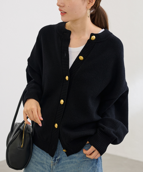 FRAMeWORK（フレームワーク）の「≪WEB限定追加≫メタルボタン2WAYカーディガン（カーディガン/ボレロ・レディース・ブラック/グレー・FREE）」の10枚目の写真