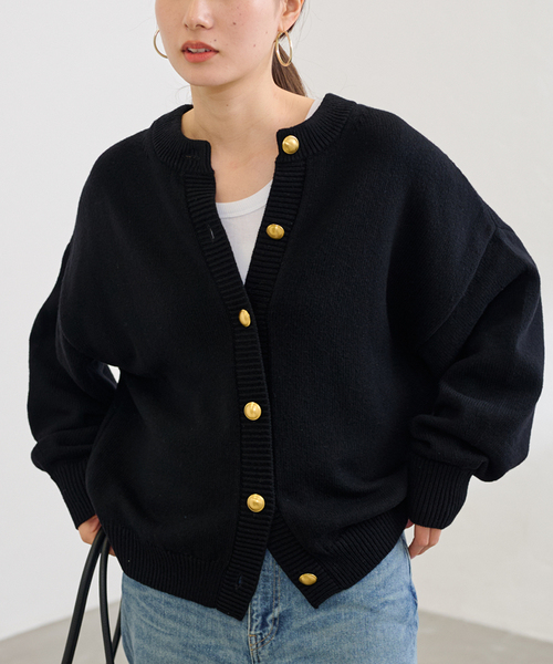 FRAMeWORK（フレームワーク）の「≪WEB限定追加≫メタルボタン2WAYカーディガン（カーディガン/ボレロ・レディース・ブラック/グレー・FREE）」の11枚目の写真