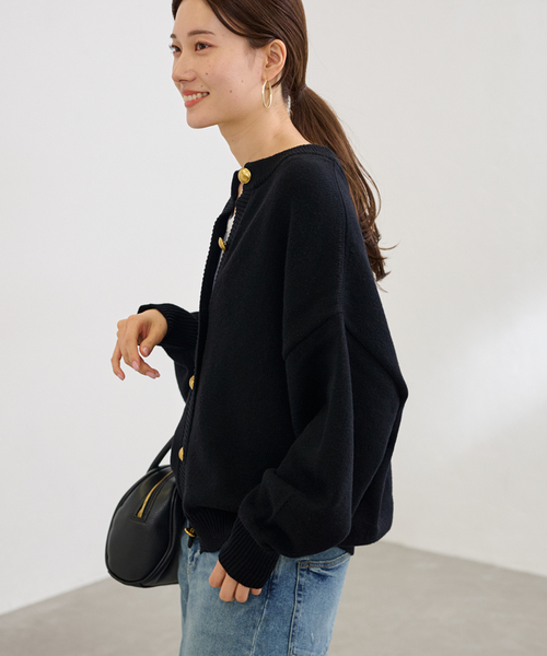 FRAMeWORK（フレームワーク）の「≪WEB限定追加≫メタルボタン2WAYカーディガン（カーディガン/ボレロ・レディース・ブラック/グレー・FREE）」の12枚目の写真