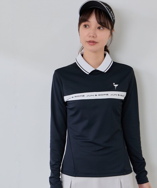 JUN&ROPE'（ジュンアンドロペ）の「ベアスムース 衿付きプルオーバー（Tシャツ/カットソー・レディース・ホワイト/ブラック/オリーブ・L/M/S）」の2枚目の写真