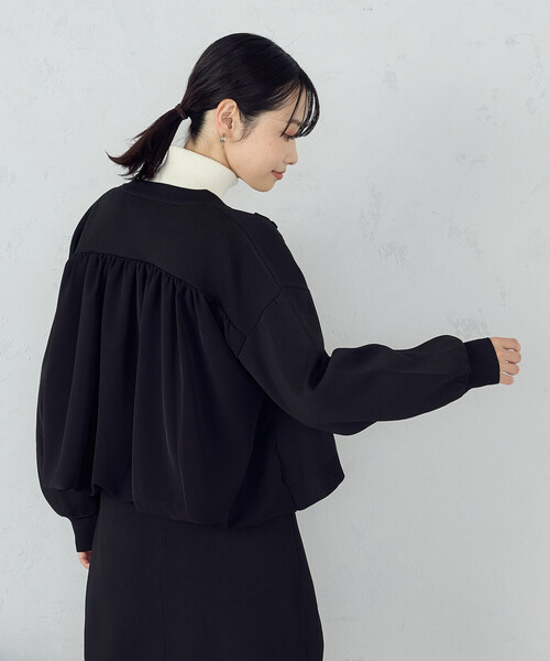 COMME CA ISM(コムサイズム)の「コード刺繍 ドッキングシルエットブルゾン / セットアップ対応(ブルゾン・レディース・ブラック・FREE)」の9枚目の写真
