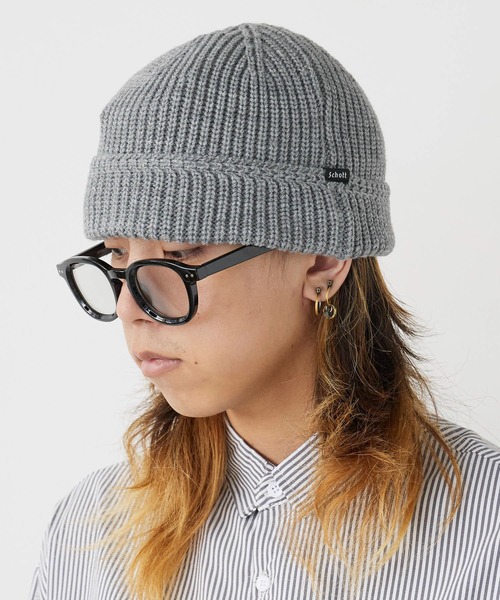 schott(ショット)の「Schott/ショット KNIT WATCH ピスネーム ベーシック ニットワッチキャップ(ニットキャップ/ビーニー・メンズ・グレー/ブラック/ブラウン・FREE)」の3枚目の写真