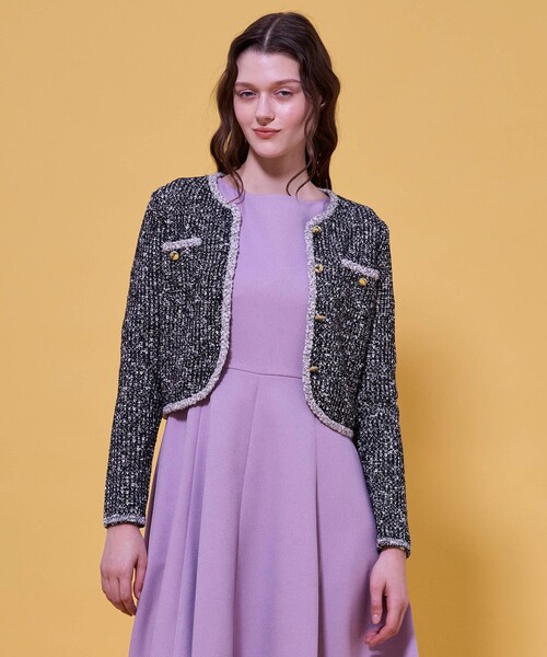 TOCCA（トッカ）の「TWEEDY MAZE ニットジャケット（カーディガン/ボレロ・レディース・アイボリー系/ブラック系/ピンク系・F）」の2枚目の写真