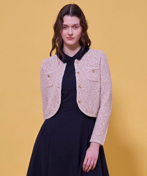 TOCCA（トッカ）の「TWEEDY MAZE ニットジャケット（カーディガン/ボレロ・レディース・アイボリー系/ブラック系/ピンク系・F）」の3枚目の写真