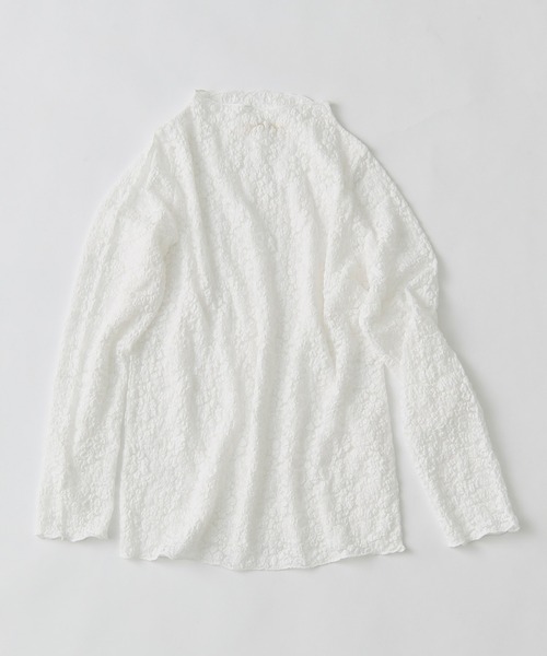 PUAL CE CIN(ピュアルセシン)の「フラワージャガードストレッチレースプチハイネックプルオーバー(Tシャツ/カットソー・レディース・ブラック/オフホワイト・FREE)」の4枚目の写真