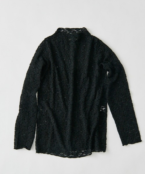 PUAL CE CIN(ピュアルセシン)の「フラワージャガードストレッチレースプチハイネックプルオーバー(Tシャツ/カットソー・レディース・ブラック/オフホワイト・FREE)」の7枚目の写真